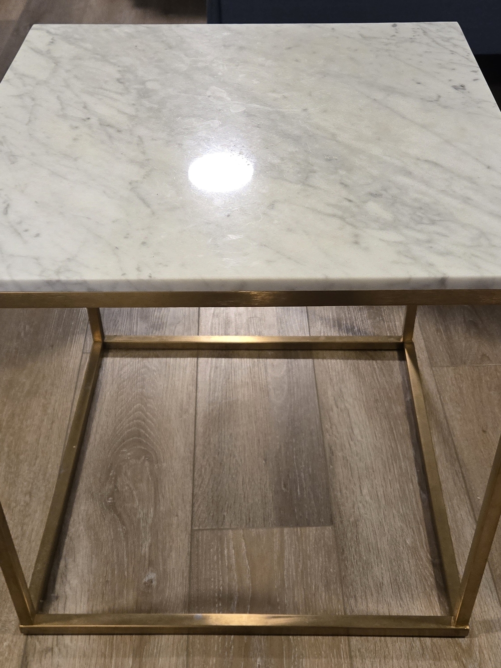 Marble Top Accent Table with Brass Frame - White Marble